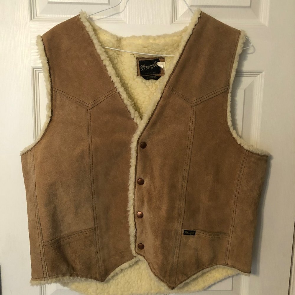 Vintage Wrangler Cowboy Leather Vest
